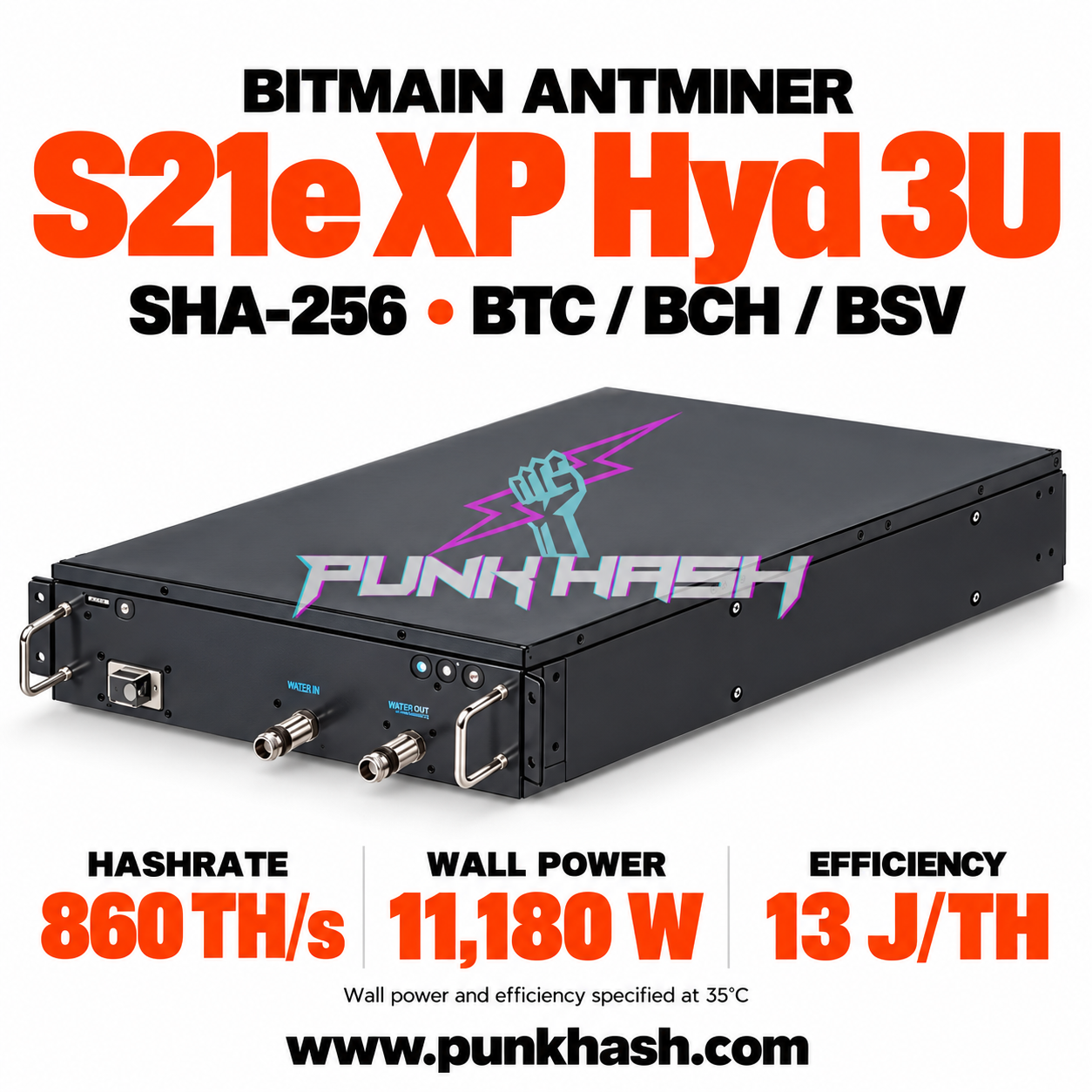 Minerador de Bitcoin Bitmain Antminer S21e XP Hyd 3U – 860 TH/s, 13 J/TH Minerador de Bitcoin Bitmain Antminer S21e XP Hyd 3U – 860 TH/s, 13 J/TH