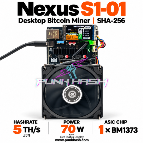 Nexus S1-01 5 TH/s Desktop Bitcoin Miner – BM1373 ASIC